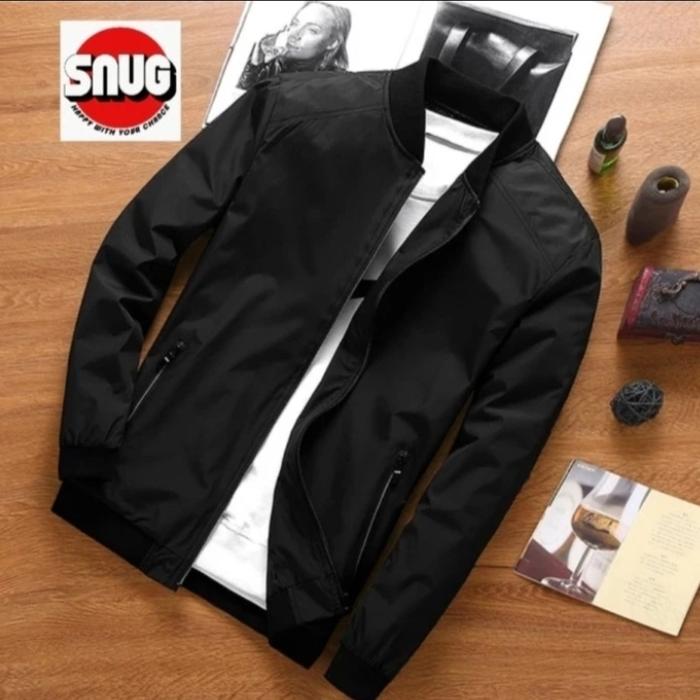 Gambar JAKET PRIA BOMBER POLOS/JAKET PRIA BOMBER CASUAL/HARRINGTON POLOS - Hitam, S dari ORIGINAL SNUG undefined Tokopedia
