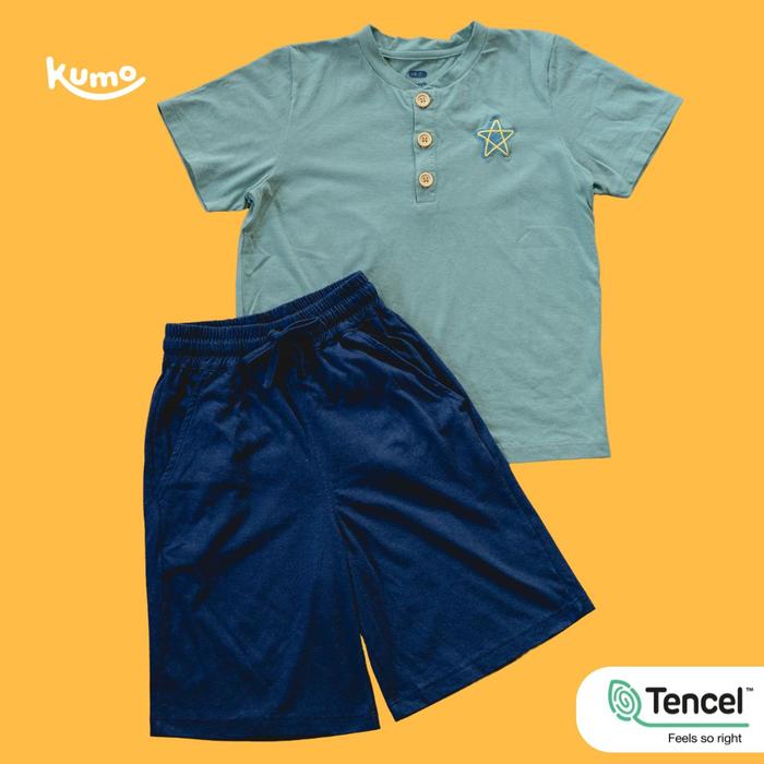 Gambar Loungewear Tencel (TM) Set Unisex - Baju Rumah Setelan Tidur Anak / Remaja Perempuan Laki Laki - Polos Biru / Blue / Navy / Tosca - 6-7 tahun dari Kumo Kidswear undefined Tokopedia