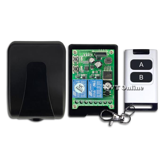 Jual Wireless Relay 2CH 12-48V 10A 433MHz AK-RK02E - 1 Remote AK200 ...