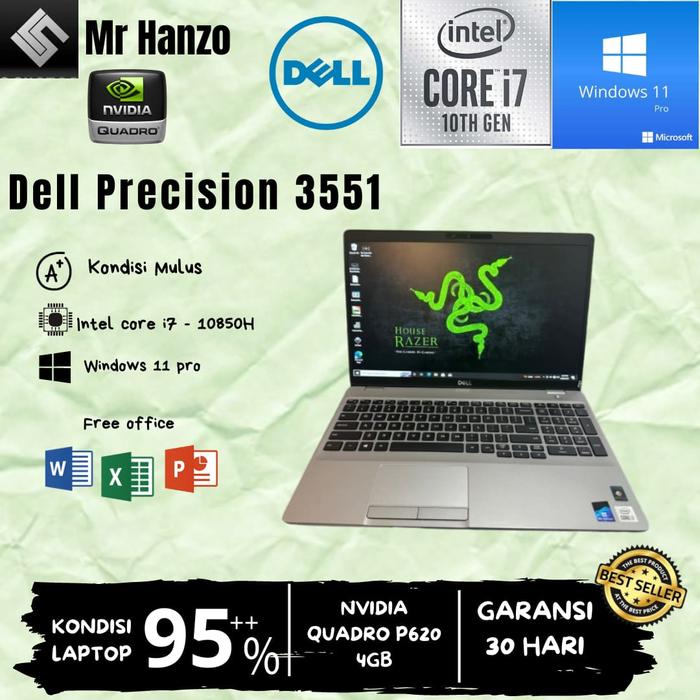 Laptop Dell Precision 3551 cấu hình siêu khủng, Core i7/10850H, Ram