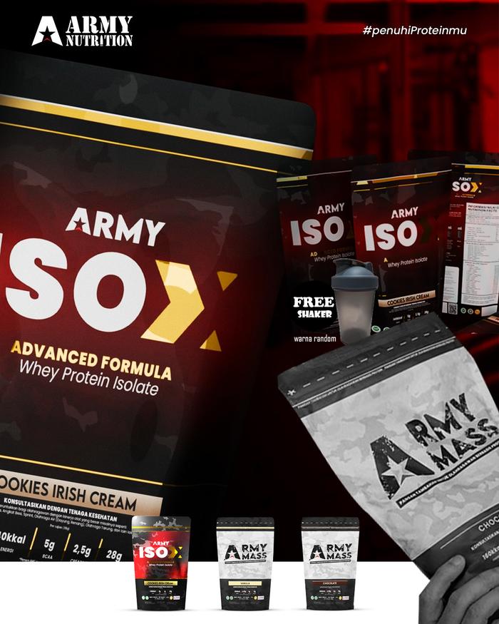 Gambar BONUS Botol Shaker - Grand Launch Army Nutrition ISO X 28Gram Protein Cookies Irish Cream - 28Gram Whey Protein Isolate Tinggi Protein BONUS Botol Shaker! Susu Rendah Lemak Rendah Gula 12 Servings 456 gram dari bonafit 456 undefined Tokopedia