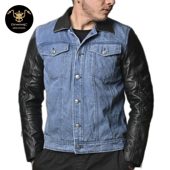 Gambar JAKET DENIM KOMBINASI KULIT ASLI JAKET JEANS KULIT PRIA dari DOMONIC OFFICIAL undefined Tokopedia
