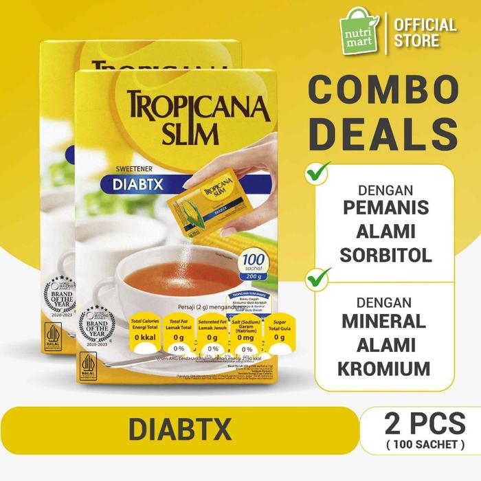 Gambar TWIN PACK - TROPICANA SLIM SWEETENER DIABTX 100 SACHET - PEMANIS UNTUK DIABETESI dari Sri Graspinazil undefined Tokopedia