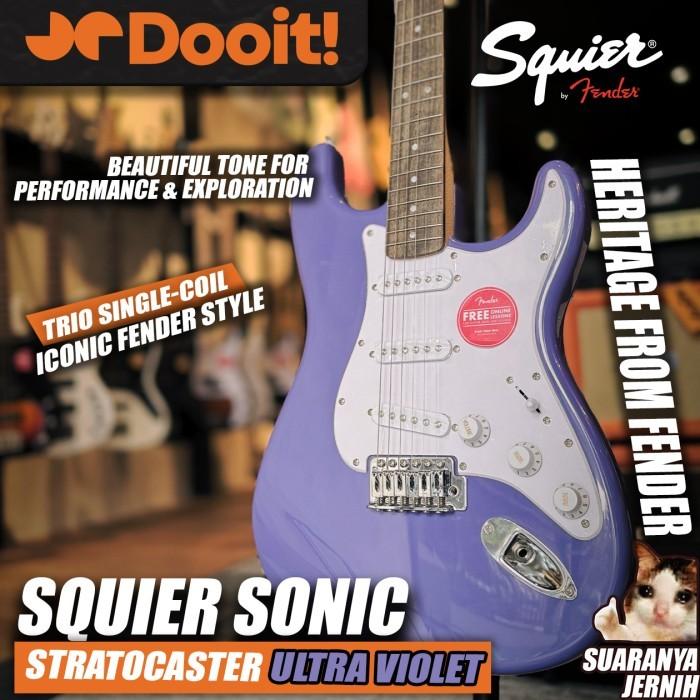 Gambar Squier SONIC Stratocaster w/White Pickguard Laurel Gitar Elektrik Electric by Fender  - ULTRA VIOLET dari Dooit Music Store undefined Tokopedia
