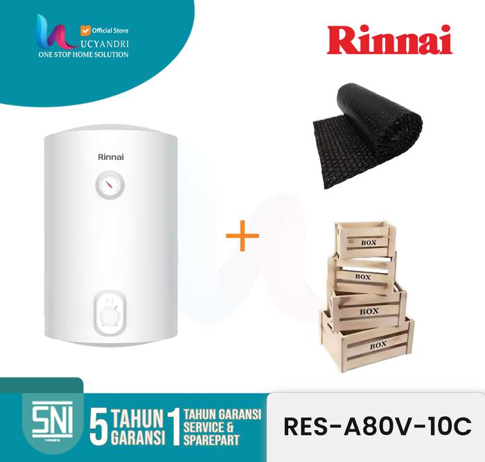 Gambar Water Heater Listrik Rinnai 80 Liter (Vertical) RES-A80V-10C - Packing bw+ky dari Lucyandri Official undefined Tokopedia