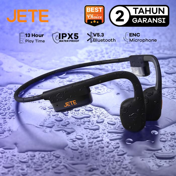 Gambar JETE Headset Open Pulse Running Open Ear Enc 2 With Mic Air Conduction IPX4 Sweatproof Wireless Earphone Sport Bluetooth Earbuds Olahraga Lari - Black dari JETE Authorized Store undefined Tokopedia