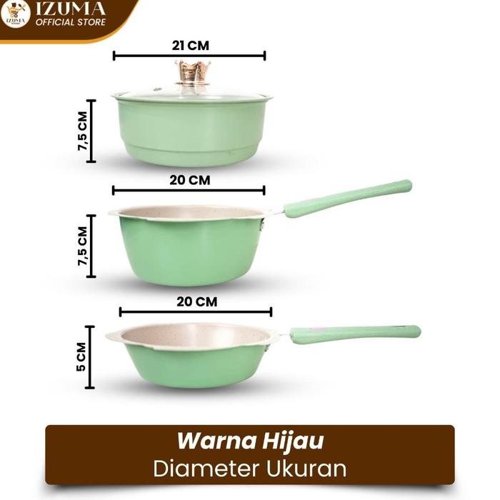 Gambar IZUMA PANCI MPASI SET BAYI 4 IN 1 / KUKUSAN GRANIT ANTI LENGKET WAJAN KERAMIK FOOD GRADE AMAN MPASI - HIJAU/M-1113 dari AnggaDewantiuu undefined Tokopedia