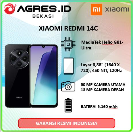 Gambar Xiaomi Redmi 14C Ram 6Gb/8Gb Rom 128Gb/256Gb Midnight Black & Starry Blue - Non Bundle, 6Gb/128Gb Black dari Agres ID Bekasi undefined Tokopedia