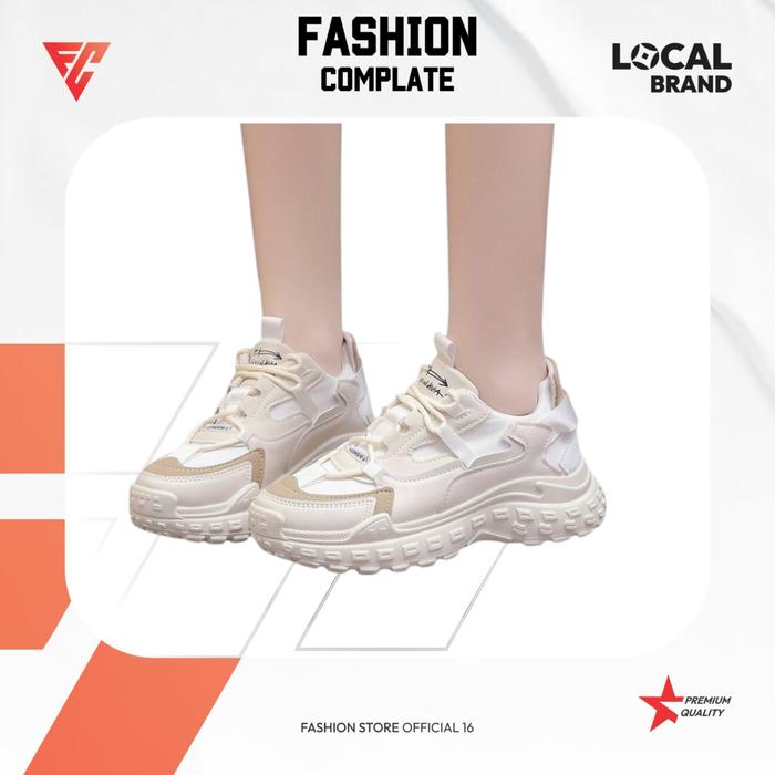 Gambar Sepatu Putih Wanita Import Sepatu Cewek Sneakers Tinggi Terbaru B16 - Cream, 37 dari Fashion Project Terlengkap undefined Tokopedia