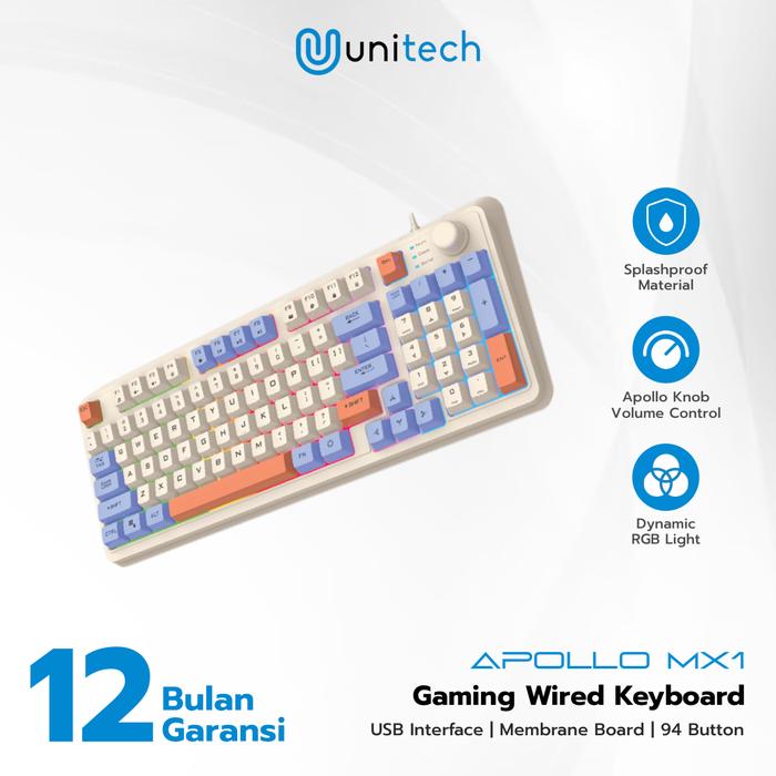 Gambar Keyboard Gaming Membrane RGB Unitech Apollo MX1 Wired Keyboard Rainbow Backlight - Blue dari Unitech Shop_NEW undefined Tokopedia