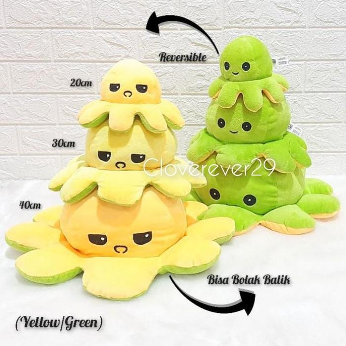 Gambar BONEKA OCTOPUS REVERSIBLE/GURITA BISA BOLAK BALIK 20CM 30CM 40CM - (Yellow/Green), Panjang 40cm dari MARKET SWEET undefined Tokopedia