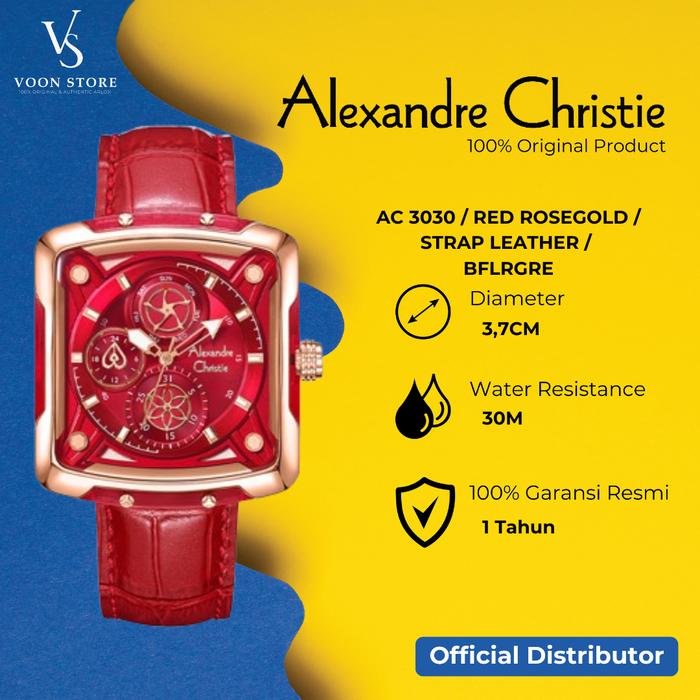 Gambar Jam Tangan Alexandre Christie Wanita AC 3030 Strap Leather Tanggal Hari Dan Chrono Aktif ORIGINAL - Red Rosegold dari VOON STOREE undefined Tokopedia