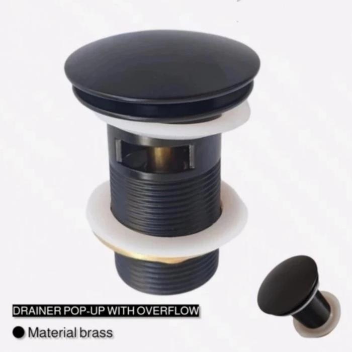 Gambar Sifon Wastafel Botol Stainless HITAM + AFUR Pencet Pembuangan - KEPALA AFUR dari CEMERLANG JAYA SANITARY undefined Tokopedia