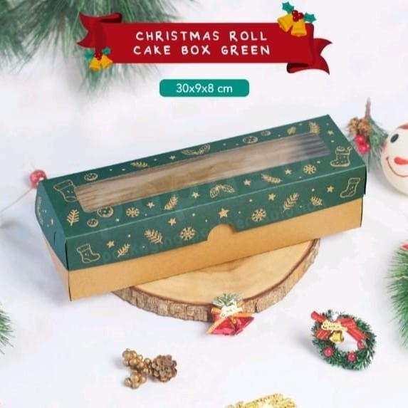 Gambar Box Rollcake Natal Box Hantaran Bolu Gulung Box Kado Kotak Hadiah Kue Natal 30x9 cm dari serbaBoxx undefined Tokopedia