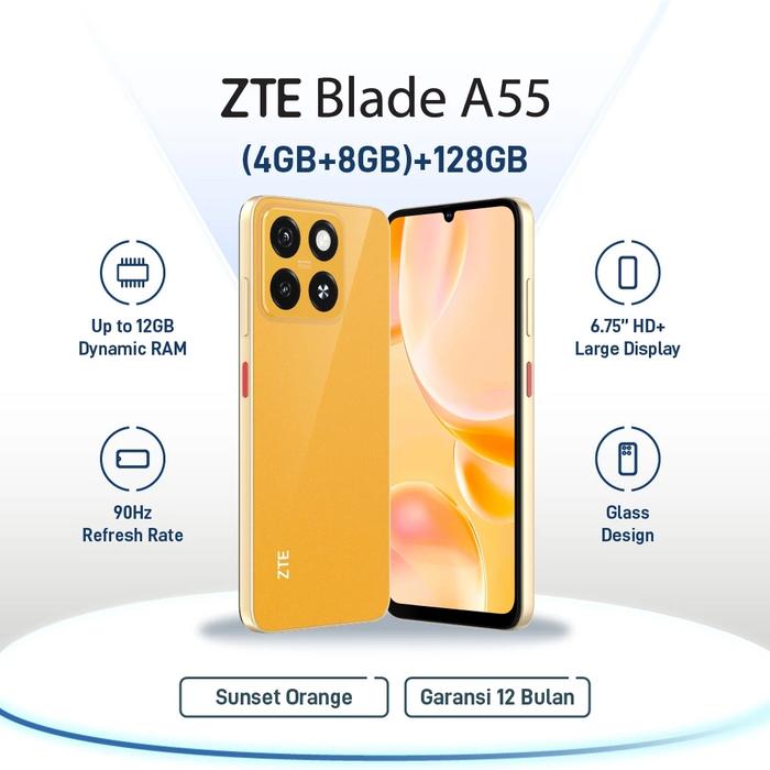Gambar NEW ZTE Blade A55 RAM 4GB+ ROM 128GB 6.75'' HD 5000mAh Garansi Resmi - Sunset Orange dari Galaksi Official Shop undefined Tokopedia