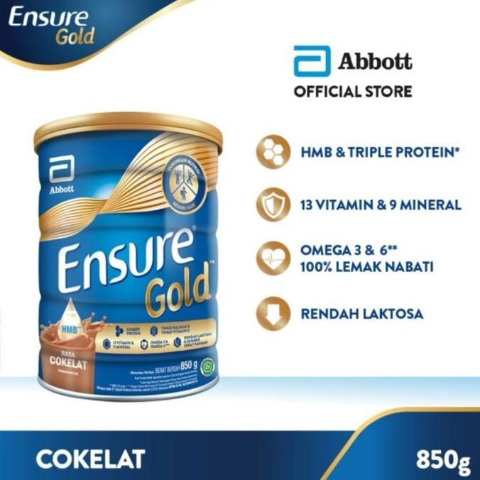 Gambar ENSURE GOLD HMB VANILA 850 GRAM/850GR/VANILLA/GANDUM - COKLAT dari adepolshop undefined Tokopedia