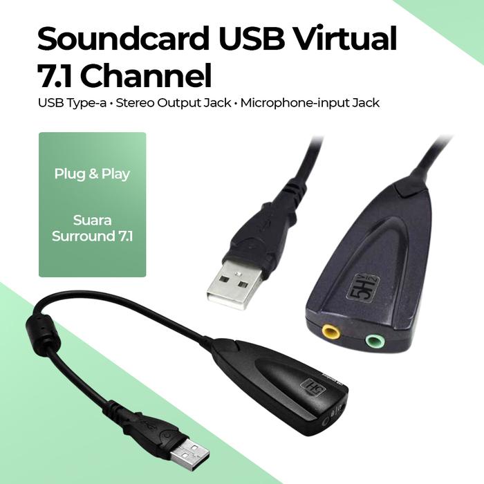 Jual Sound Card USB Virtual Channel Audio Mic Soundcard USB - Main Image