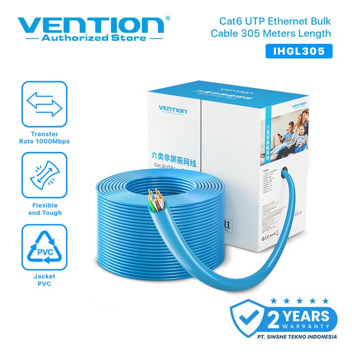 Gambar VENTION Kabel Lan UTP Cat6 Cat 6 RJ45 Ethernet 305M - IHGL, 305 Meter dari Vention Authorized Store undefined Tokopedia