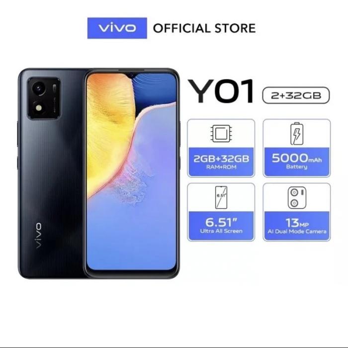 Gambar HP VIVO Y01 2/32 - VIVO Y 01 RAM 2 ROM 32 GARANSI RESMI - BLACK - Hitam dari Gadget Gala×y undefined Tokopedia