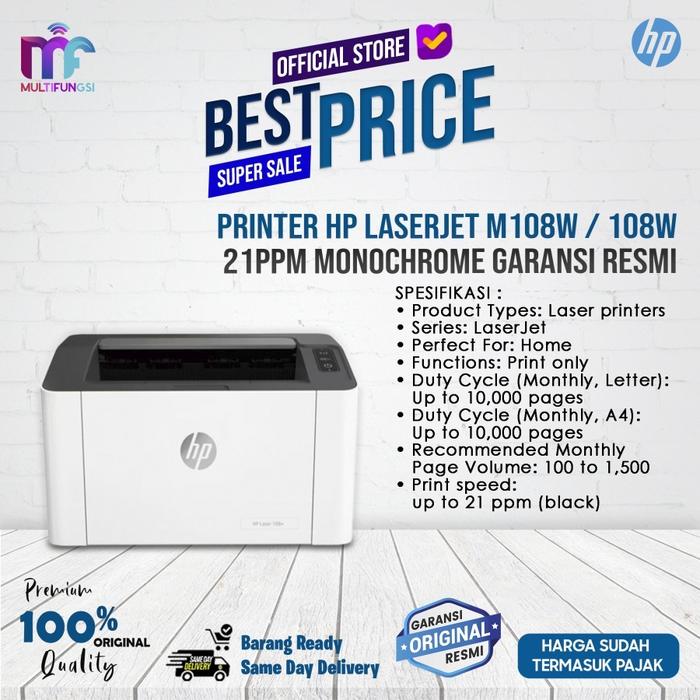Gambar Printer HP Laserjet M108A / 108A 21ppm Monochrome Garansi Resmi - M108W dari Multifungsi ID undefined Tokopedia