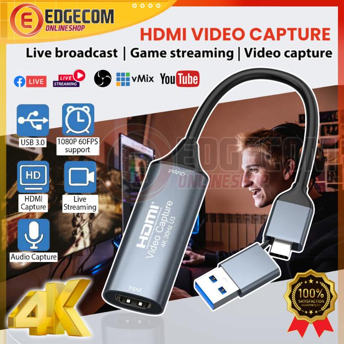 Gambar HDMI VIDEO CAPTURE USB 3.0 UHD 4K WITH AUDIO - USB 3.0 2IN1 dari Edgecom undefined Tokopedia