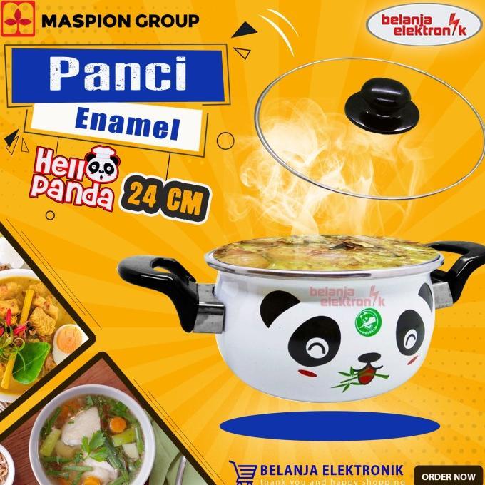 Gambar SALE! MASPION PANCI ENAMEL HELLO PANDA 24 CM + TUTUP KACA dari ningalishop undefined Tokopedia