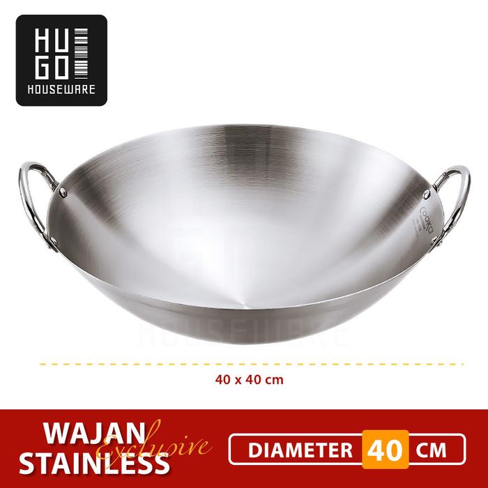 Gambar Wajan Penggorengan Stainless Tebal Anti Lengket Kuali Serbaguna Wokpan Premium Quality - 40cm dari noiridescent undefined Tokopedia
