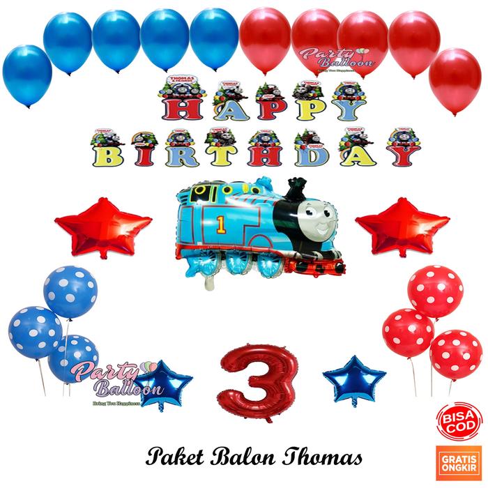 Gambar Paket Balon Ulang Tahun Dekorasi Kereta Thomas Set Hiasan Ultah Murah - Tanpa Tirai, Angka 1 dari partybaloon undefined Tokopedia