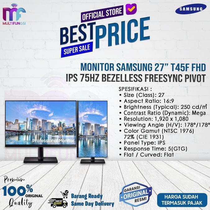 Gambar Monitor Samsung 24" / 27" F24T450 & F27T450 75Hz FHD IPS T45F FreeSync - 27" F27T450, PACKING STANDAR dari Rukmi Limdazinaz undefined Tokopedia
