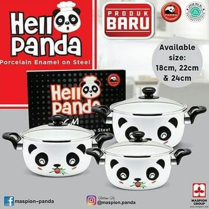 Gambar SALE! MASPION PANCI MOTIF HELLO PANDA 24CM ENAMEL DAN TUTUP KACA dari ningalishop undefined Tokopedia