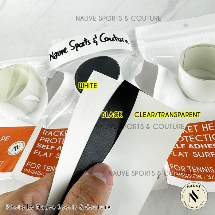 Gambar Racket Protector Pelindung Kepala Raket Tennis Squash Padel Transparent Protection Tape Sticker Stiker Black White - WHITE, 1 PCS dari Nauve Sports and Couture undefined Tokopedia