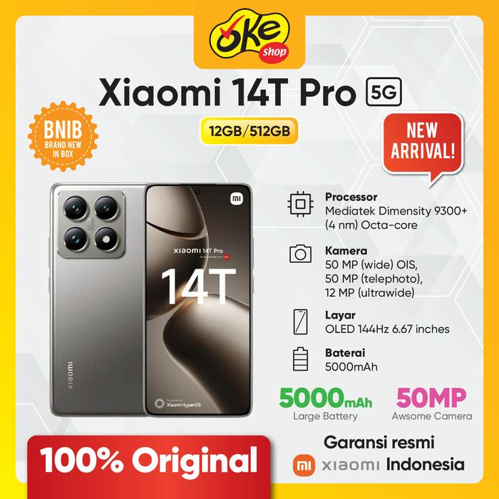 Gambar Xiaomi 14T Pro 5G 12/512 | Leica Summilux optical lens | Light Fusion 900 image sensor - Gray dari Okeshop Grand Indonesia undefined Tokopedia