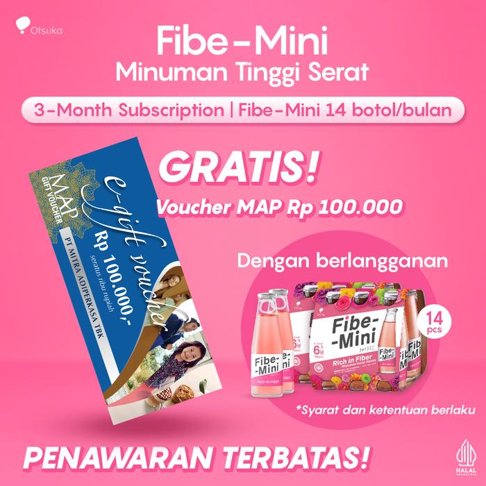 Gambar FIBE MINI 100 ml - 14 Botol FREE MAP Voucher [Subscription 3 Months] dari Otsuka ID undefined Tokopedia