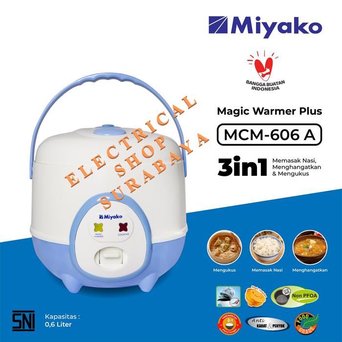 Gambar MIYAKO MAGIC COM MCM-606 A B 0.6L MCM-512 C 1.2L MCM-508 SBC 1.8L 3 IN 1 PENANAK NASI 0.6 0,6 1.2 1,2 1.8 1,8 L LITER DENGAN PANCI ANTI LENGKET MAGIC COM RICE COOKER PSG-607 MCM512 MCM 606 512 C 508 SBC - MCM-606-A 0,6L dari Electrical.Shop undefined Tokopedia