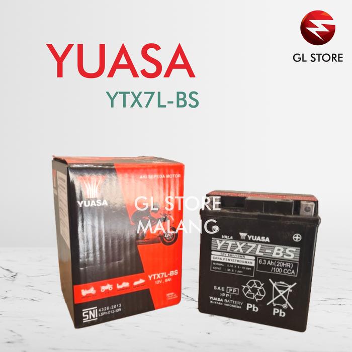 Gambar Aki Motor Yuasa YTX7L BS ; Aki Motor Vespa, klx, CBR 250 dari GL Store Malang undefined Tokopedia