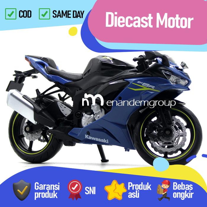 Gambar Mainan Motor Diecast Miniatur Kawasaki Ninja ZX-6R Aktif Suspensi Metal 1/12 dari bidubi undefined Tokopedia