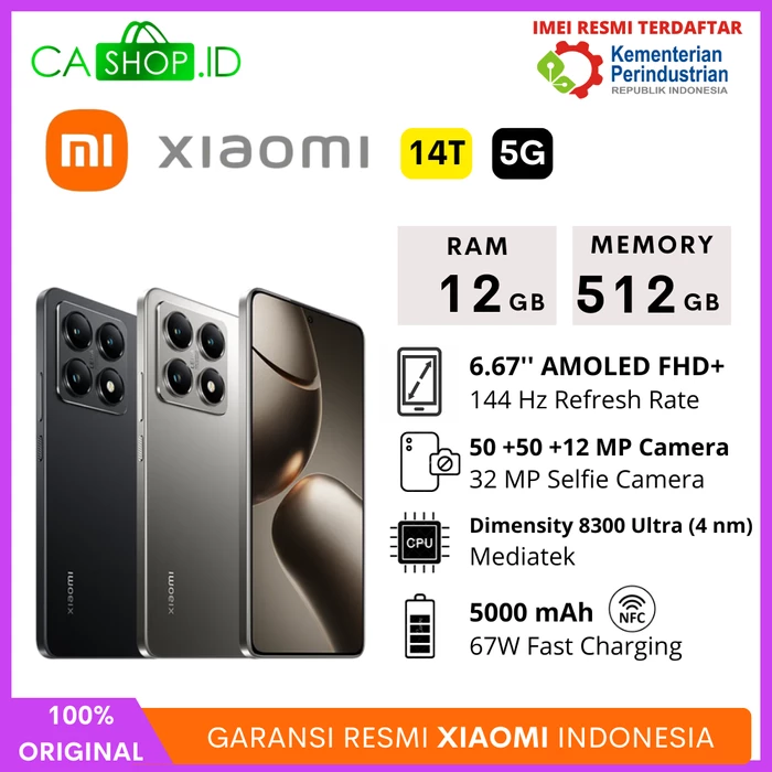 Gambar Xiaomi 13T 5G NFC - 12GB 256GB (12/256) - New Original Garansi Resmi - 14T 12/512, Black dari CA Shop undefined Tokopedia