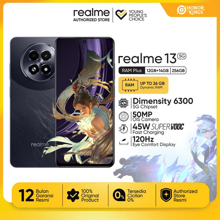 Gambar realme 13 5G 12+14*GB / 256GB (Prosesor 5G Dimensity 6300 | Pendingin VC Stainless Steel | 45W Fast Charge | Gaming Lancar 120Hz Display) - Dark Purple dari realmeofficialpartner undefined Tokopedia