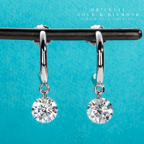 Jual Moissanite 2cttw D Color Drop Earrings 18K Gold Plated 925