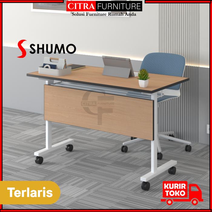 Gambar SHUMO Mobile Training Folding Table 120 cm Austin Series | Meja Kerja Lipat Hotel | Meja Rapat Meeting Lipat Kantor | Meja Kantor Kaki Besi Serba Guna - MT 1 TP, 120X60X75CM dari Citra furniture undefined Tokopedia