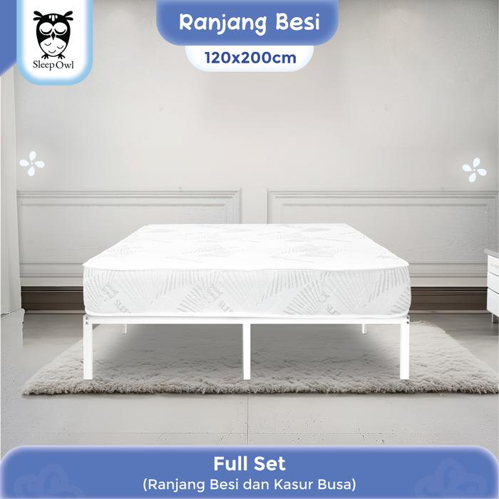 Gambar SHUMO Dipan Ranjang Besi Minimalis Knock Down BED IN A BOX 120 x 200 - Putih, 120x200 dari Sleep Owl Springbed undefined Tokopedia