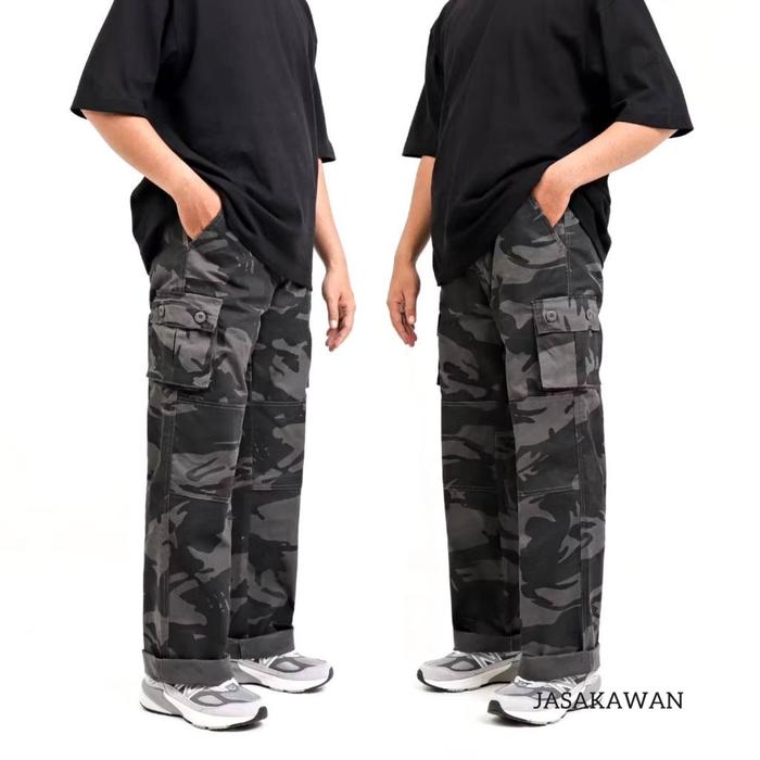 Gambar Celana Cargo Loreng Gombrong Pria Brand Vercity Warna Putih Bahan Reguler Fit Non Stretch / Cargo Camo Army Loreng - Dark Gray, XXL(35/36) dari GREATCLASIC undefined Tokopedia