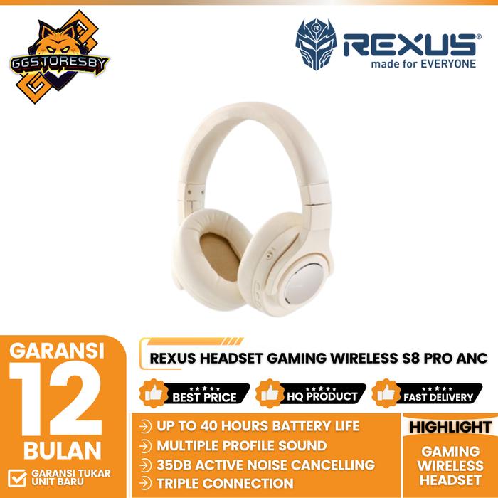 Gambar Rexus Headset Gaming Wireless S8 Pro With ANC - Putih dari GGSTORESBY undefined Tokopedia