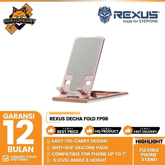 Gambar REXUS DECHA FOLD FP06 Handphone Stand - Rose Gold dari GGSTORESBY undefined Tokopedia