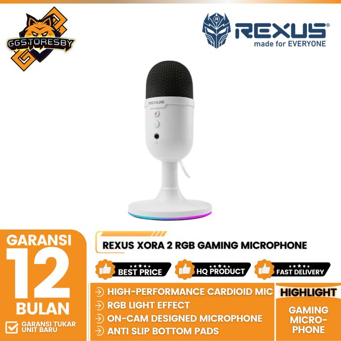 Gambar REXUS XORA 2 RGB Gaming Microphone - White dari GGSTORESBY undefined Tokopedia