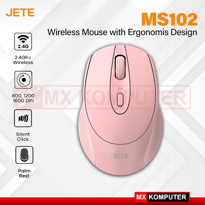Gambar JETE Mouse Silent Wireless MS102 with 3 Level DPI Ergonomis Design - Merah Muda dari MXKomputer_NEW undefined Tokopedia