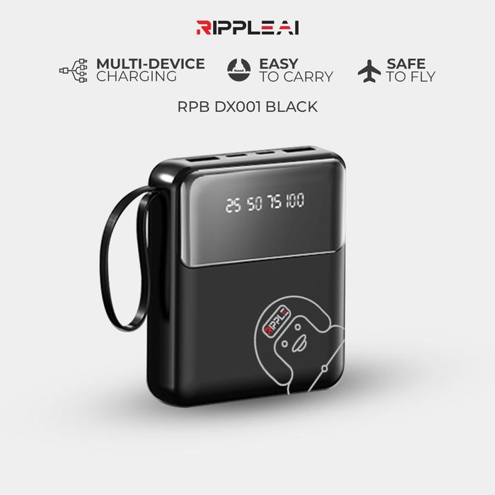 Gambar Ripple Powerbank Portable 10000mAh Digital display 4 Cables Multiple Device Fast Charging - Hitam dari Ripple Indonesia undefined Tokopedia