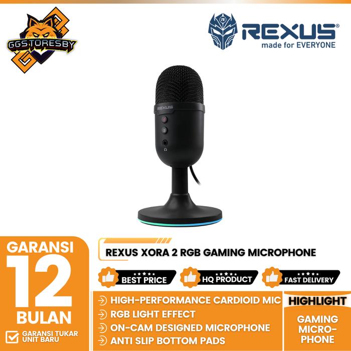 Gambar REXUS XORA 2 RGB Gaming Microphone - Black dari GGSTORESBY undefined Tokopedia
