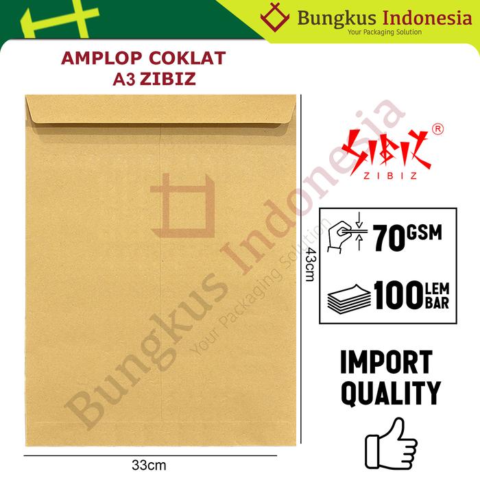 Gambar Amplop Coklat Zibiz Super Kabinet 1/2 Folio Kuarto A4 Folio Map A3 - A3 dari Bungkusind undefined Tokopedia