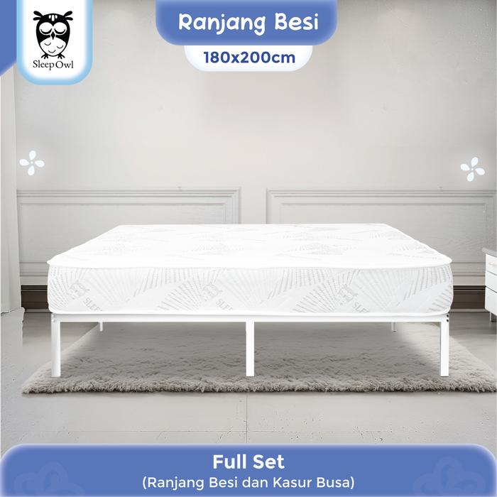 Gambar SHUMO Dipan Ranjang Besi Minimalis Knock Down BED IN A BOX 180 x 200 - Putih, 180x200 dari Sleep Owl Springbed undefined Tokopedia